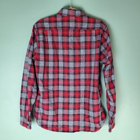Bonobos Men's Slim Fit Red Plaid Flannel Button Up Long Sleeve Shirt Size Medium - Picture 2 of 6
